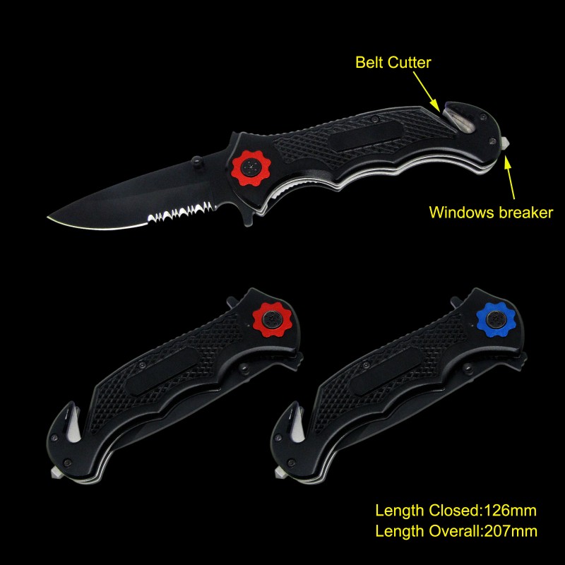 Survival Knife With Winder Breaker & Belt Cutter