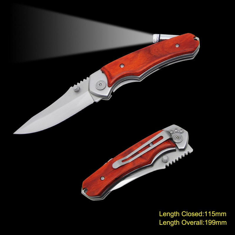 Sell Wooden Handle Folding Knife with LED