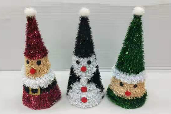 ASSORTMENT OF 3 X 30CM CHRISTMAS TINSEL TABLE DECO