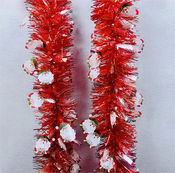 2M Red Tinsel with Santa Head