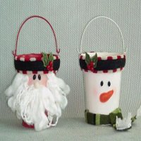 Sell BUCKET WITH SANTA & SNOWMAN FACE