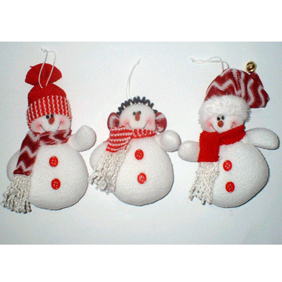 Sell WHITE & RED SNOWMAN HANGING DECORATION