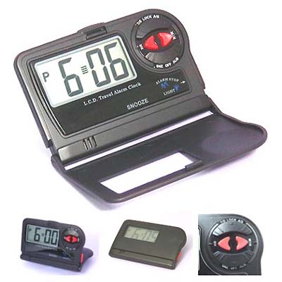 LCD Travel Alarm Clock with LED Back Light