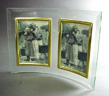 Curve Beveled Glass Photo Frame for Twin Photo