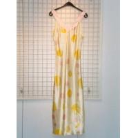 Ladies woven special V-Neck Long Gown (Bubbles Print & Solid V-Neck)