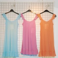 Ladies woven double layer ruffles Chemise