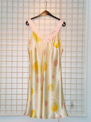 Ladies woven special V-Neck Chemise,(Bubbles Print & Solid V-Neck)