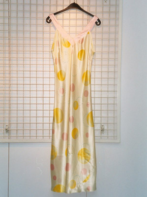 Ladies woven special V-Neck Long Gown,(Bubbles Print & Solid V-Neck)