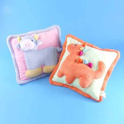 12 inches ANIMAL PILLOW WITH SOFT MATERIAL (3 ASSORTMENTS)