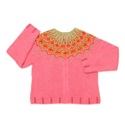 Handknit Wool / Cotton Blend Zip Cardigan