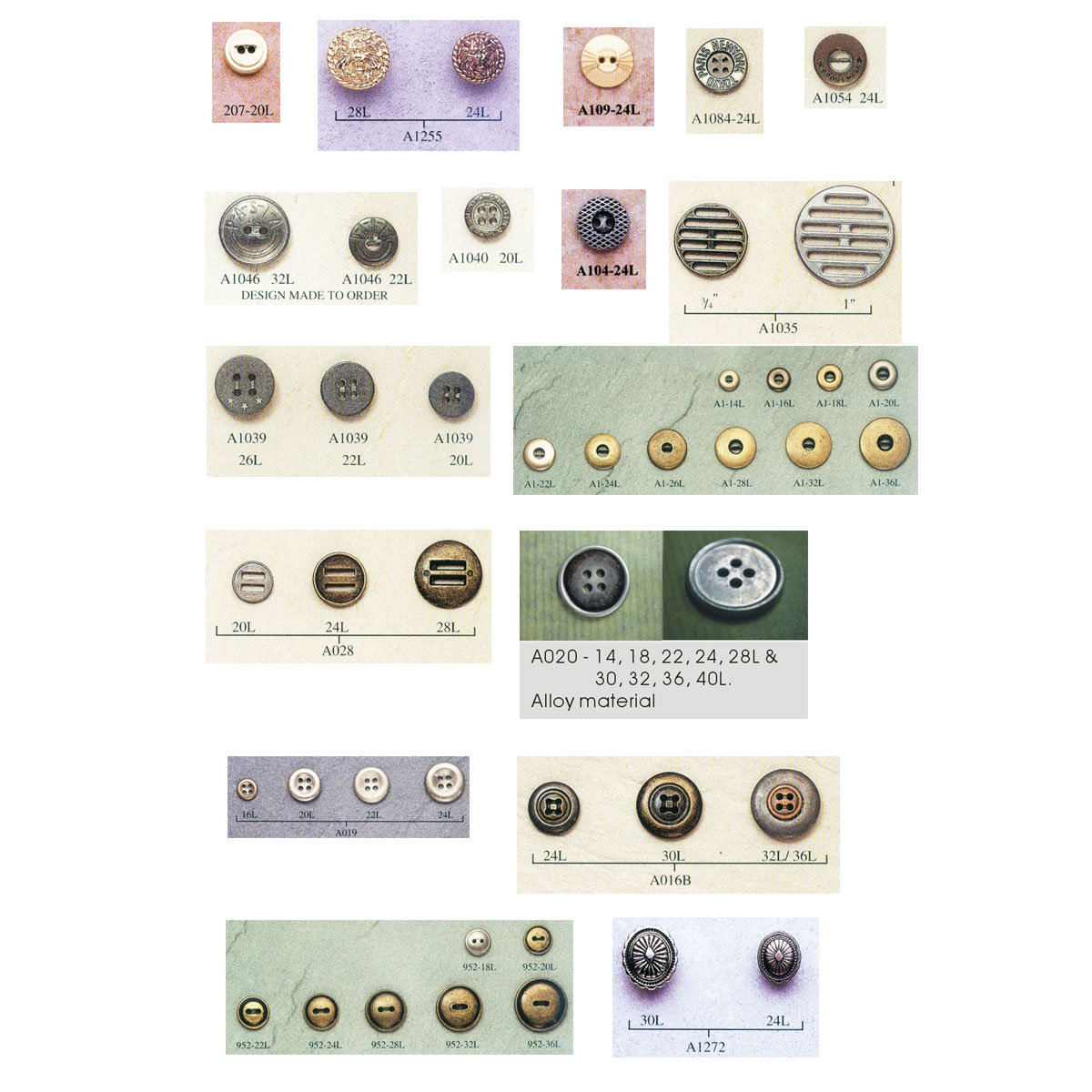 4 & 2 Holes Alloy Button