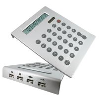 Desktop 12 digits dual power calculator with USB hub