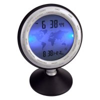 Sell Desktop world time alarm clock with map and dual time display