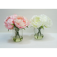 Peony on Glass Jar