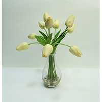 Real Touch Tulip on Glass Vase