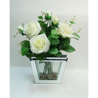 Rose, Eucalyptus on Glass Vase