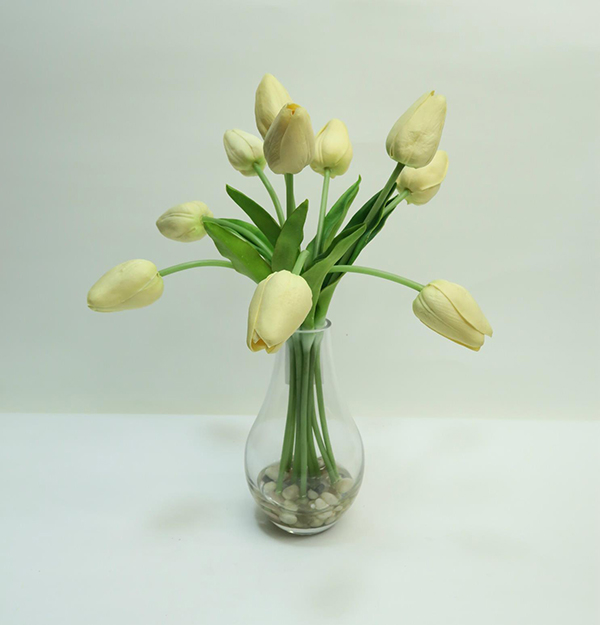 Real Touch Tulip on Glass Vase,0014526 R.J. International Trading Co