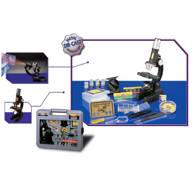 Deluxe Microscope Set With Metal Die Cast Body In Carrying Case