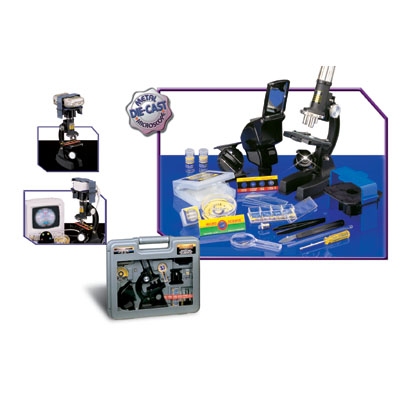 82pcs 100-200/300-600/600-1200x Zoom Power Deluxe Microscope Set with Metal Die Cast Body in Carrying Case