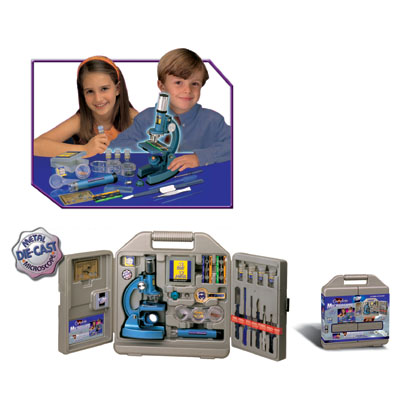 Complete Microscope Set With Metal Die Cast Body In Carrying Case