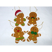 Christmas Wish Hanging Ornament. Gingerbreadman Design. Each carrying a writing card inserted at the back side. Set of 4 pieces.