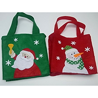 Christmas Tote Bag. Santa Claus & Snowman Design.