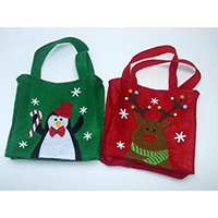 Christmas Tote Bag. Snowman & Deer Design.