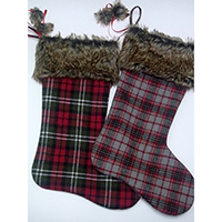 Christmas Stocking. Plaid Cloth. 2 Patterns.