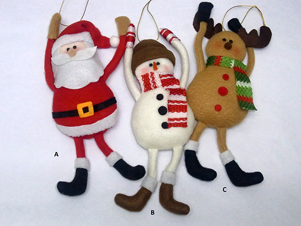 Christmas Hanging Decoration. Santa, Snowman & Deer Design.