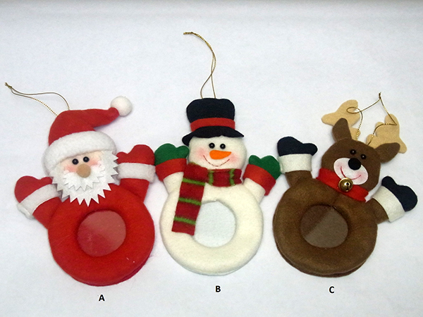 Christmas Hanging Decoration. Photo Frame. Santa, Snowman & Deer Design.