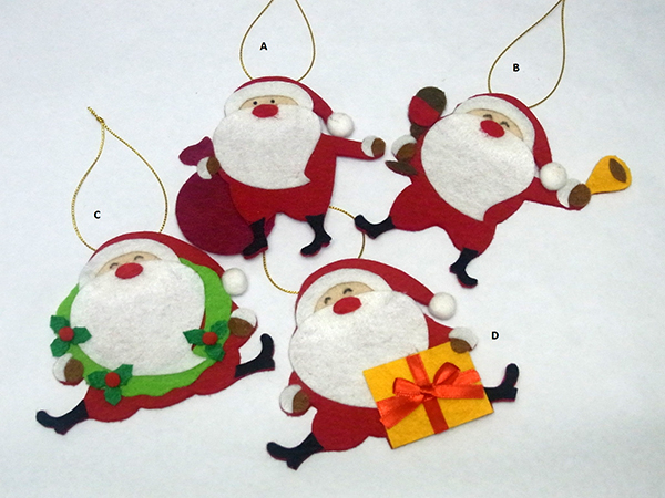 Christmas Wish Hanging Ornament. Santa Claus Design. Each carrying a writing card inserted at the back side. Set of 4 pieces.