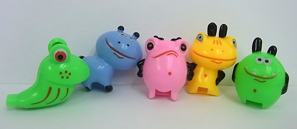 Friendly Monster Whistle. Set of 5 pieces.