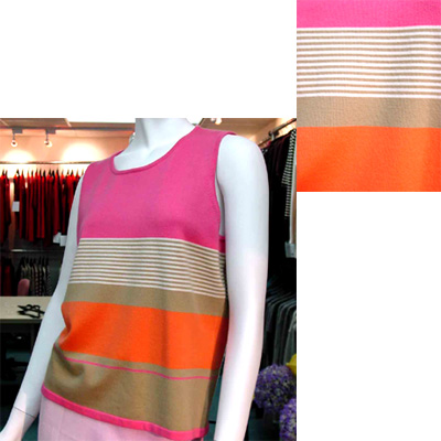 Vest, jersey knit stripe allover, 18gg, 70gm