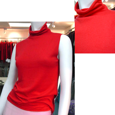 Vest, jersey knit fashion mark on front, 18gg, 70gm