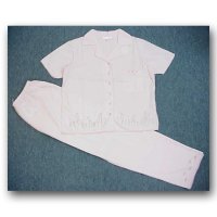 Ladies' 100% cotton woven gingham pyjama set with border embroidery