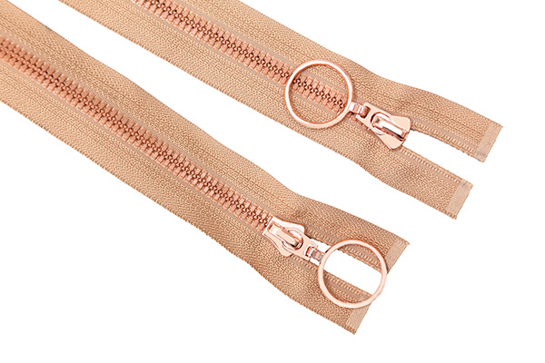 Small Teeth Plastic Zipper with Rose Gold Plated Slider Puller