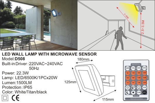 LED Wall Light with Microwave Sensor