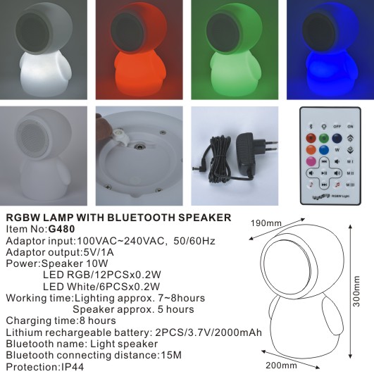 RGB/W Lamp with Bluetooth Speaker