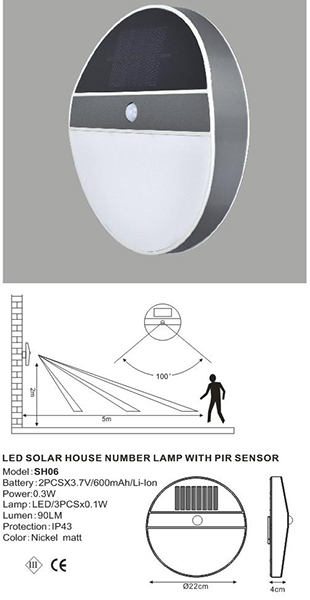 LED Solar Outdoor House Number Lamp