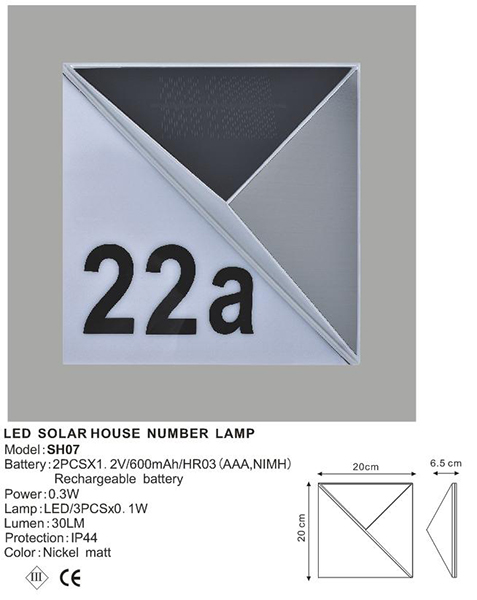 LED Solar Outdoor House Number Lamp