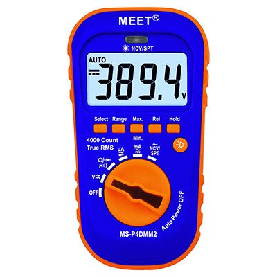 Palm Size TRMS 4000-count Digital Multimeter with Super-bright LED Torch/Flashlight