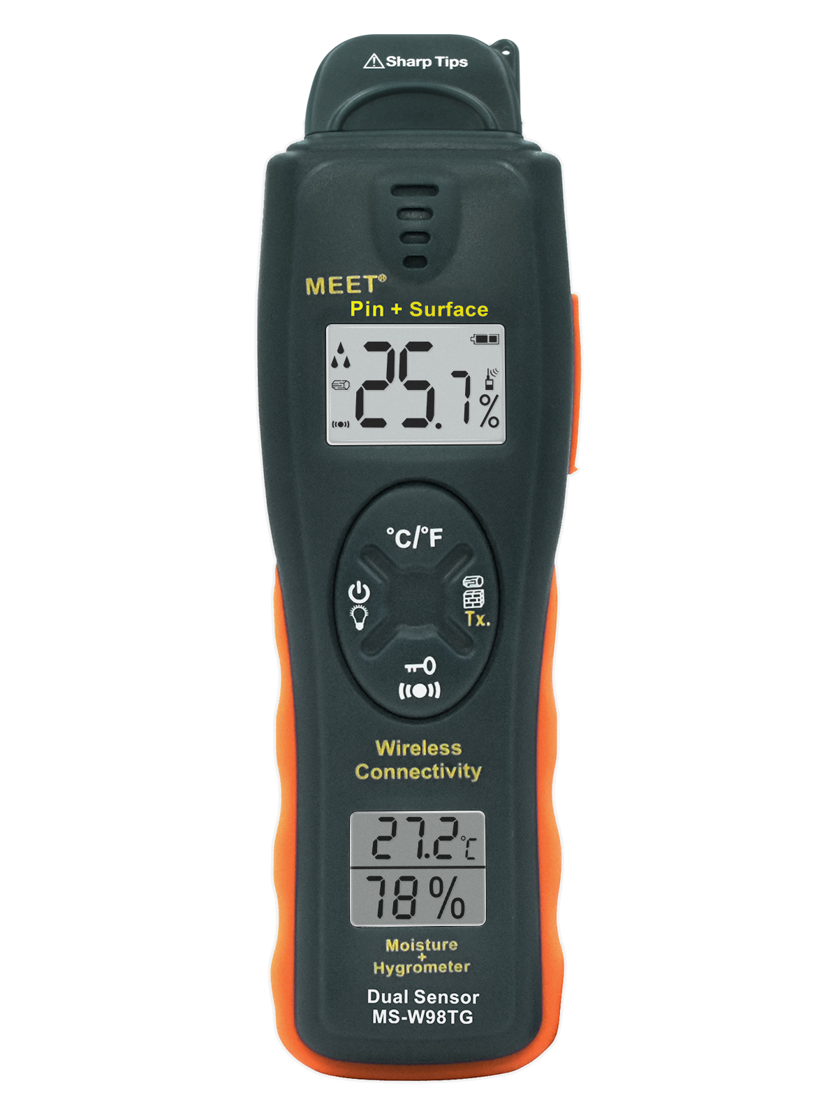 Wireless Connectivity Compatible Pin And Surface Type Moisture Meter with Hygrometer