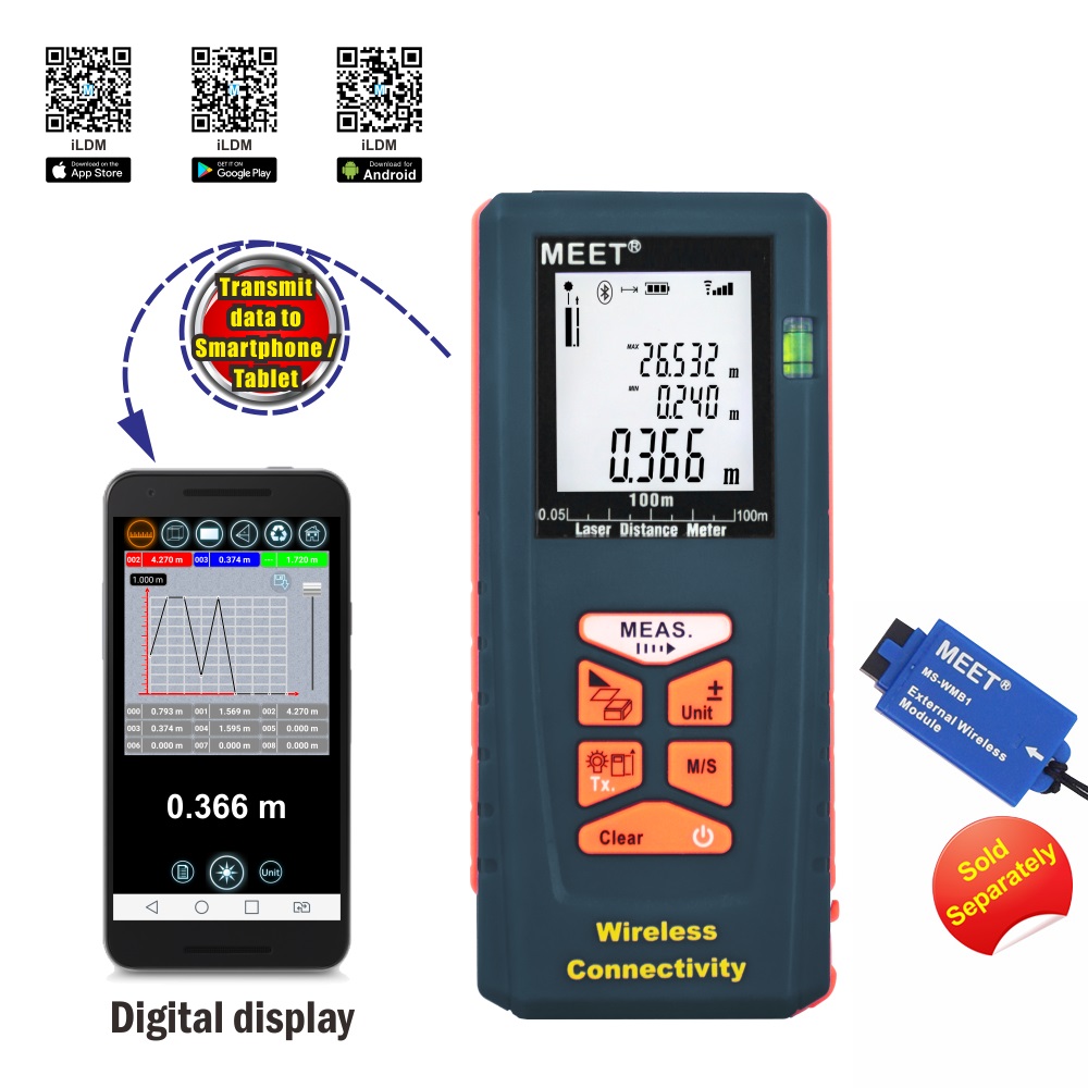Wireless Connectivity Compatible Pocket Size Laser Distance Meter