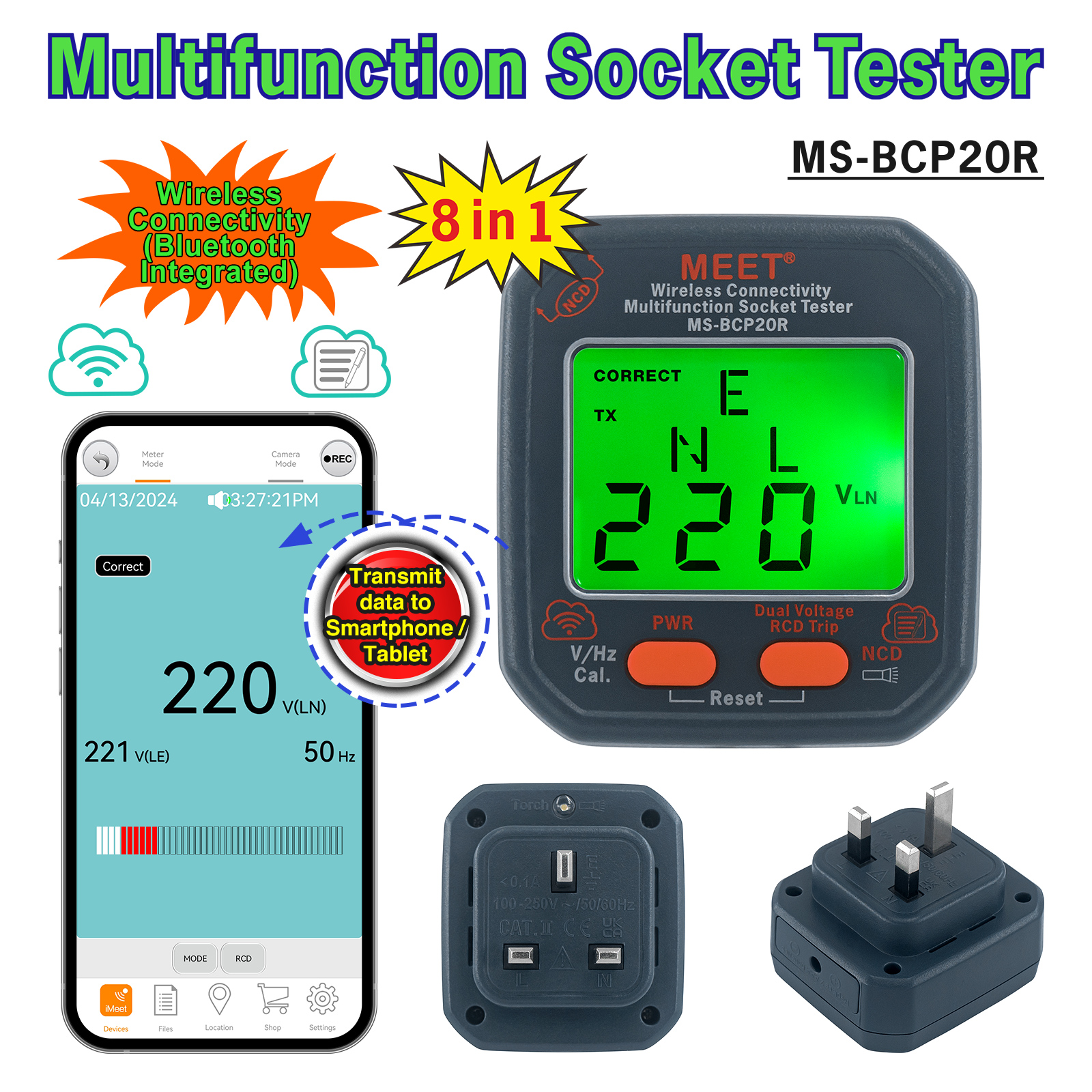 Wireless Connectivity Multifunction Socket Tester