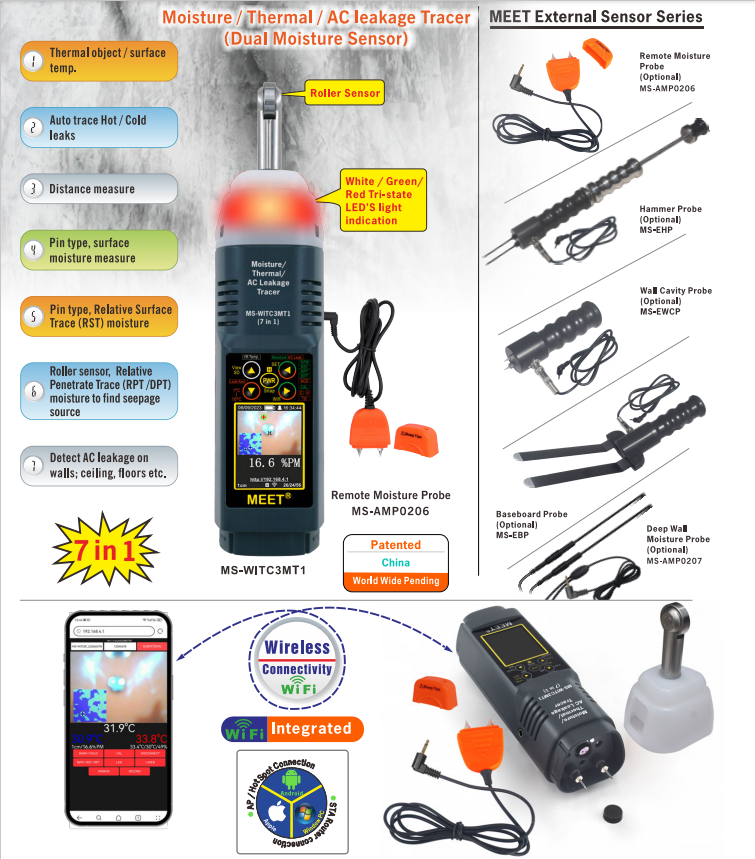 Wireless Connectivity Moisture / Thermal / AC leakage Tracer