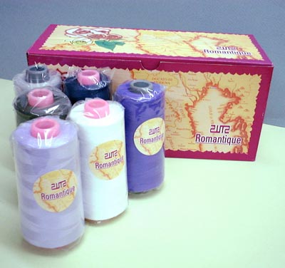100% spun polyester sewing threads.