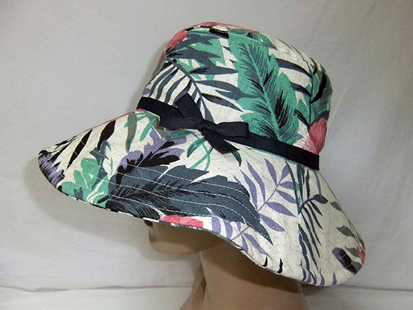 Tropical Floral Print Floppy with Bow Details, Cotton Sheeting Lining