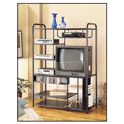 Entertainment Center Holds up to 13 tapes and 38 CDs in Matte Black Finish