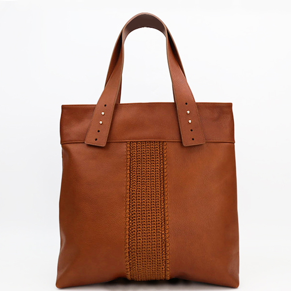 Crochet Leather Shopping Handbag