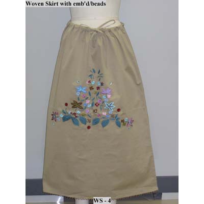 Woven Skirt with emb'd /beads